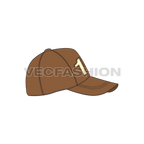 Snapback hat with curved peak flat sketch, view 3