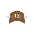 Snapback hat with curved peak flat sketch, view 1