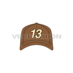 Snapback hat with curved peak flat sketch, view 1