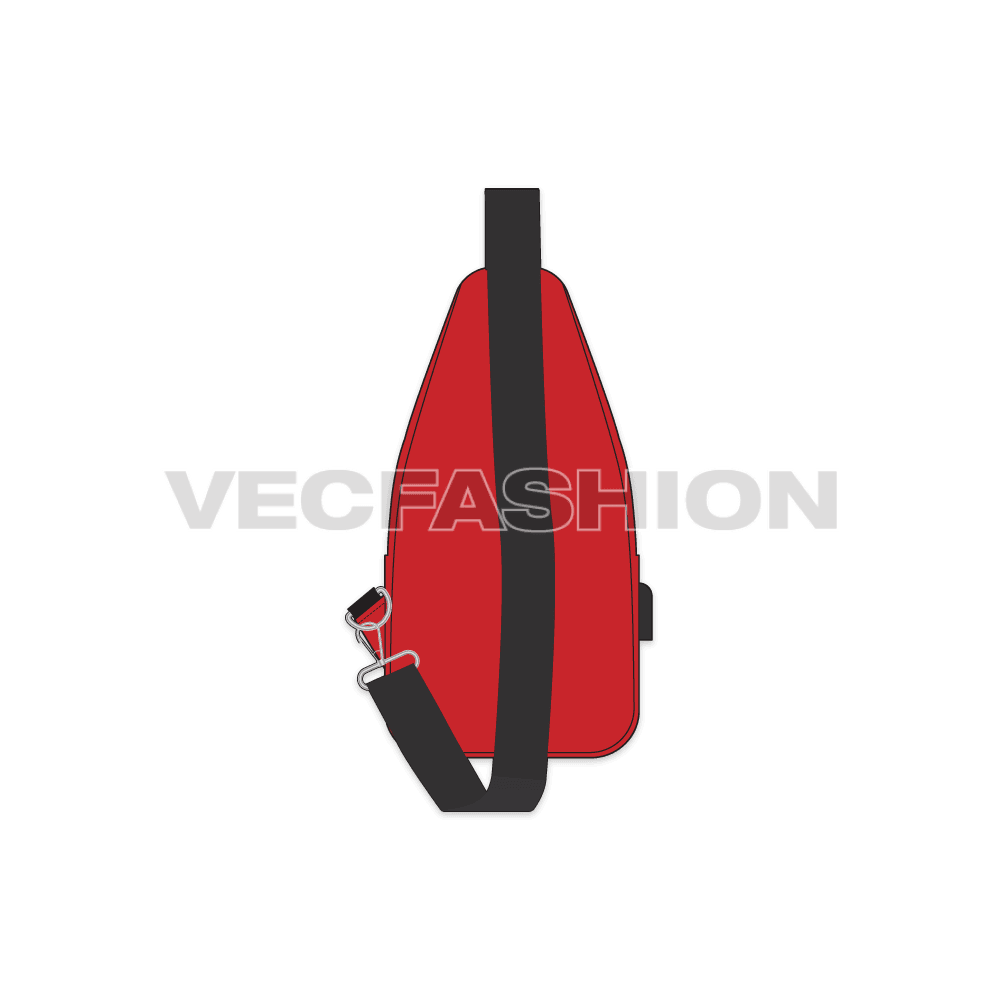 Sport backpack, racket shape flat sketch, view 2