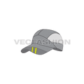 Sport cap with mesh panels flat sketch, view 1