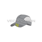 Sport cap with mesh panels flat sketch, view 1