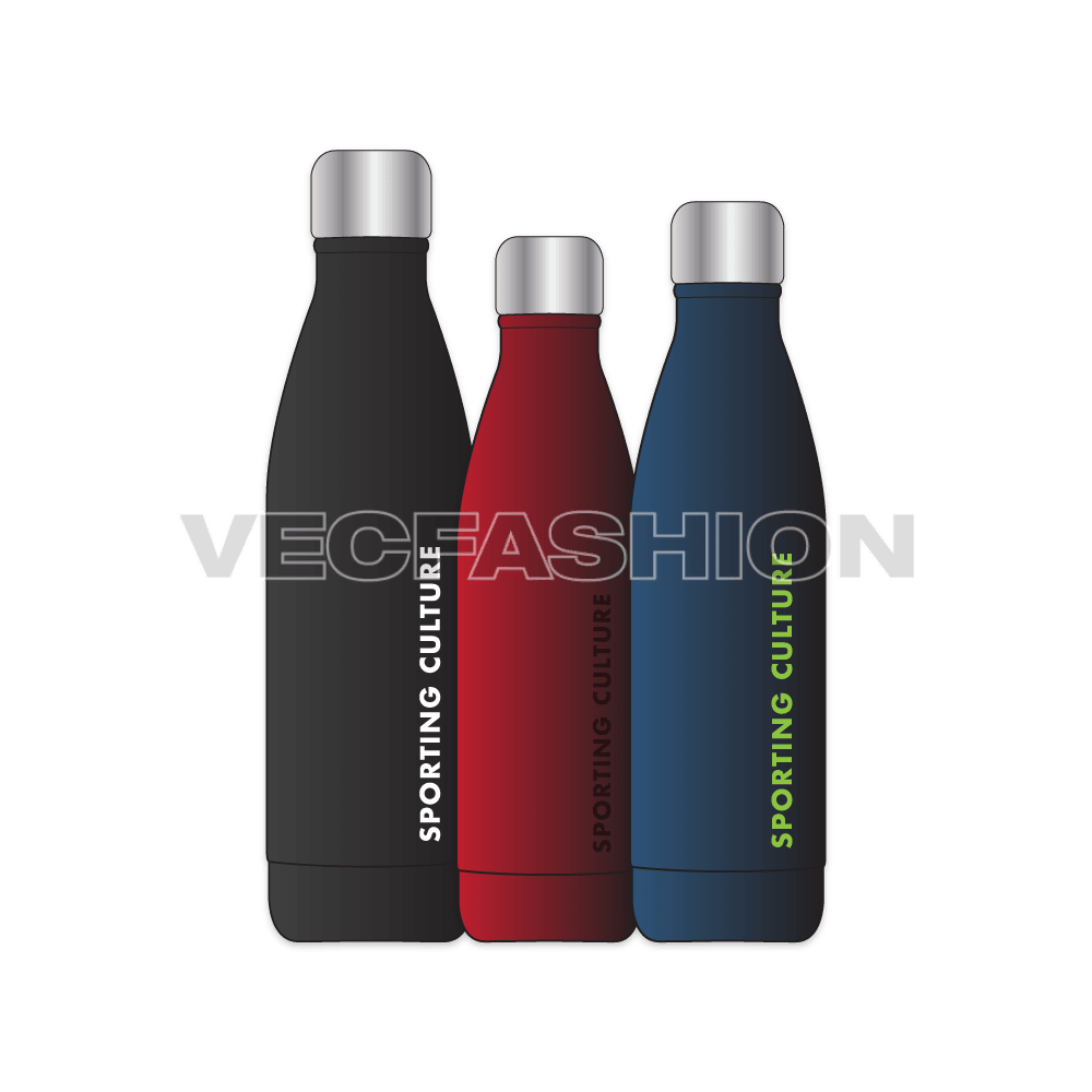 Sport water bottles flat sketch