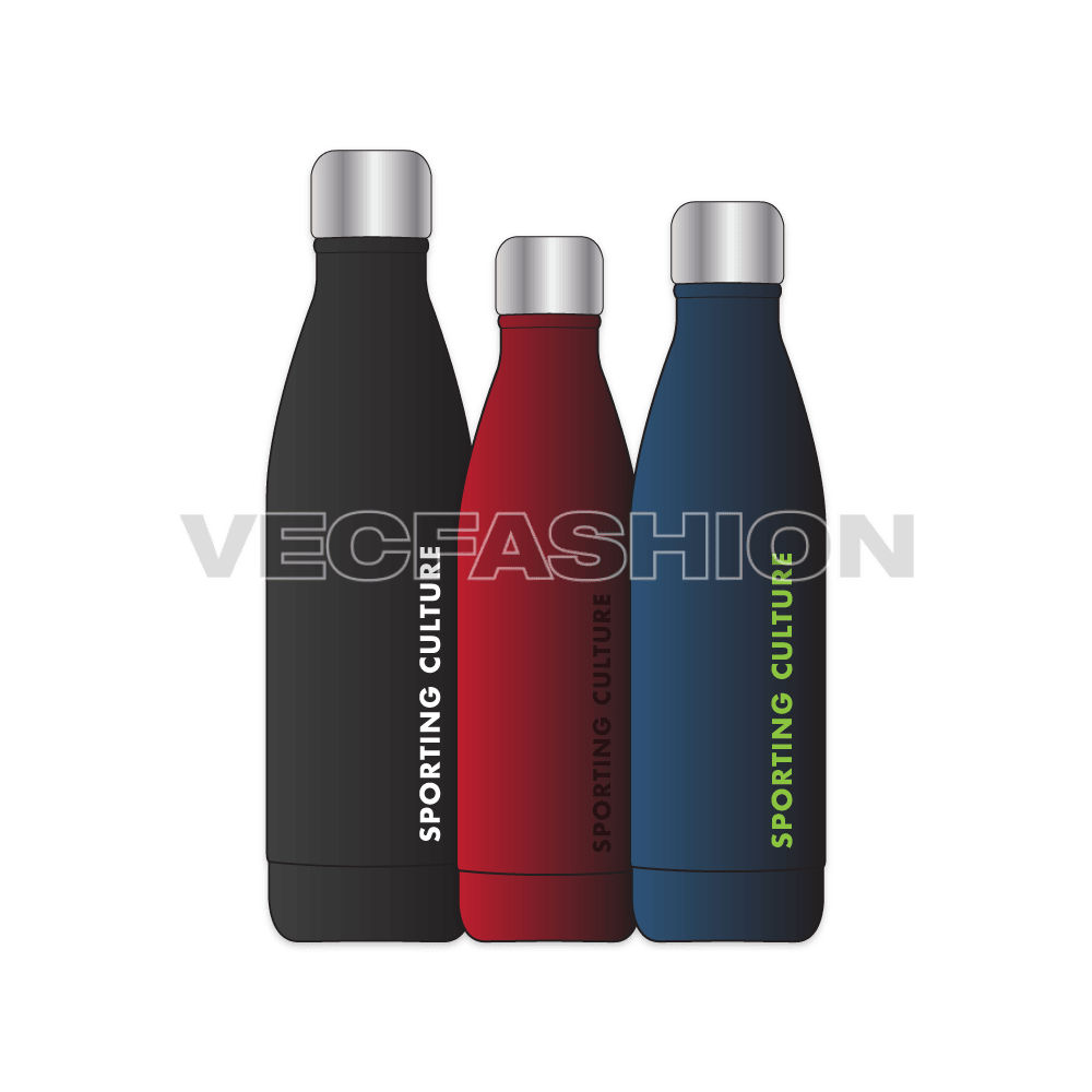 A new vector template for Sport Water Bottles, it is  rendered in 3 colors and in different sizes. 