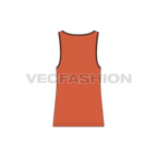 Sporty ringer tank flat sketch, back view