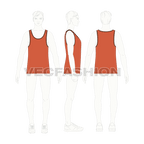 Sporty ringer tank flat sketch, croqui sketch