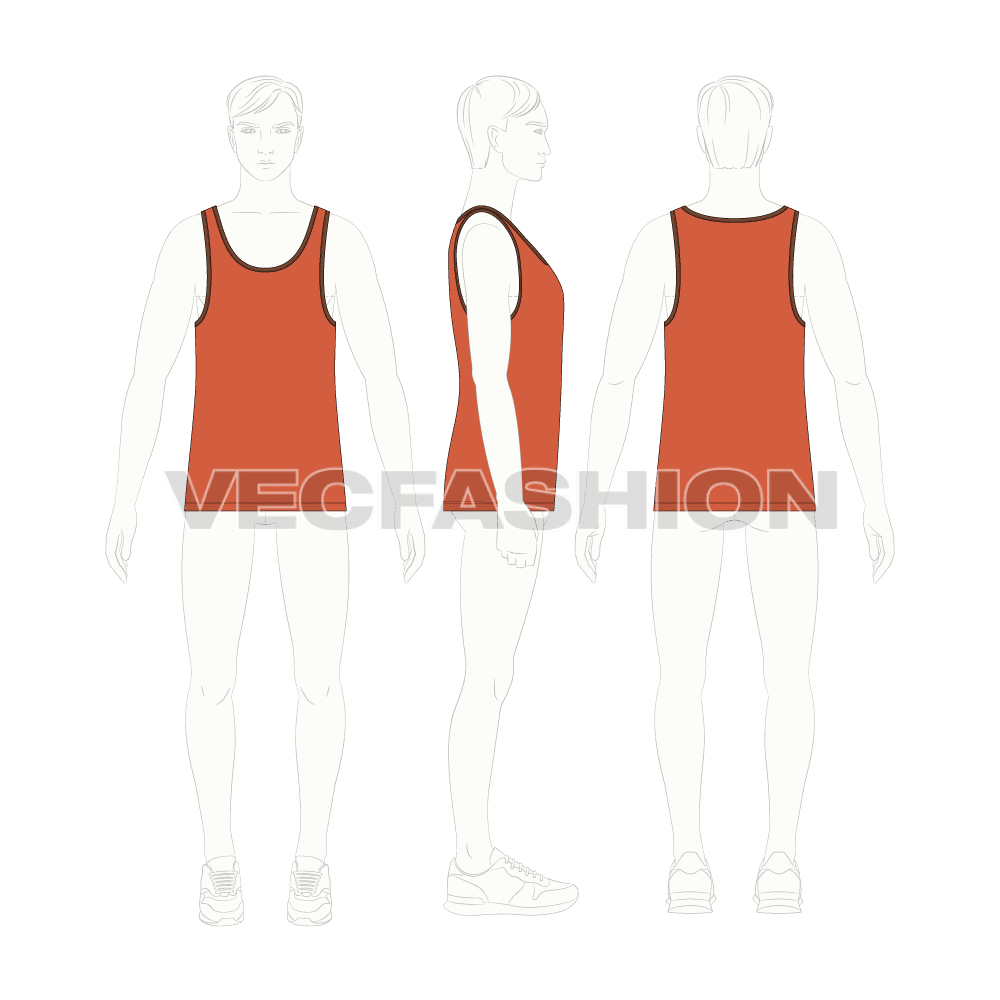 Sporty Ringer Tank Vector Template