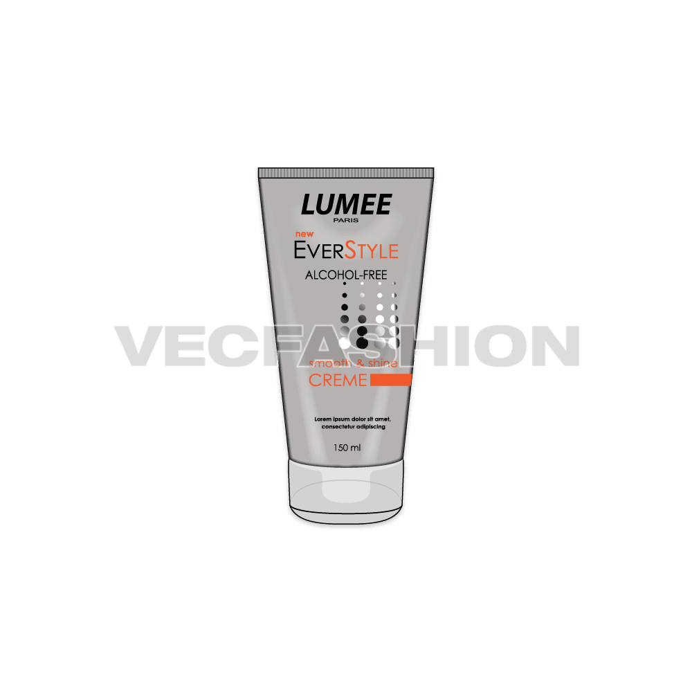 Styling cream bottle flat sketch