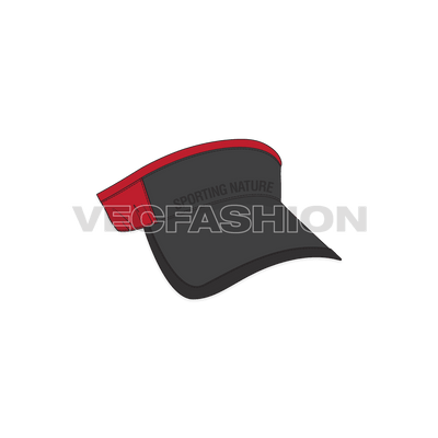A vector template for Sun Visor Hat, it has contrast color detailing and a tone on tone branding placement. The text and all elements are completely editable. 