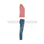 Teen boy clothing set flat sketch, side view