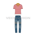 Teen boy clothing set flat sketch, front view
