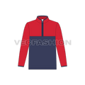 Teen boy mock neck jacket flat sketch, front view