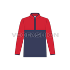 Teen boy mock neck jacket flat sketch, front view