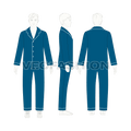 Teen boy nightsuit pajama set flat sketch, front view