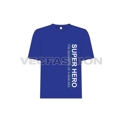 Teen boy round neck t-shirt flat sketch, front view