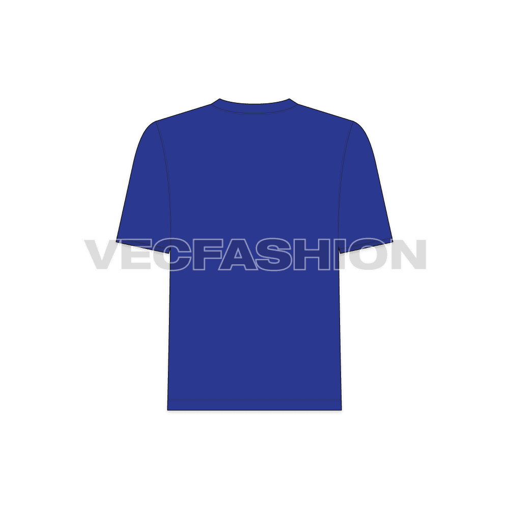 Teen boy round neck t-shirt flat sketch, back view