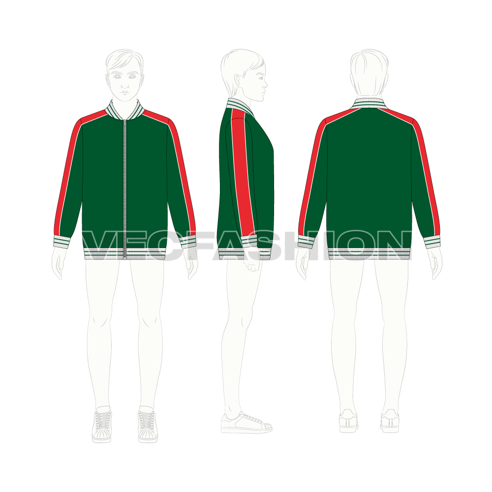 Teen boy sport jacket flat sketch, croqui sketch