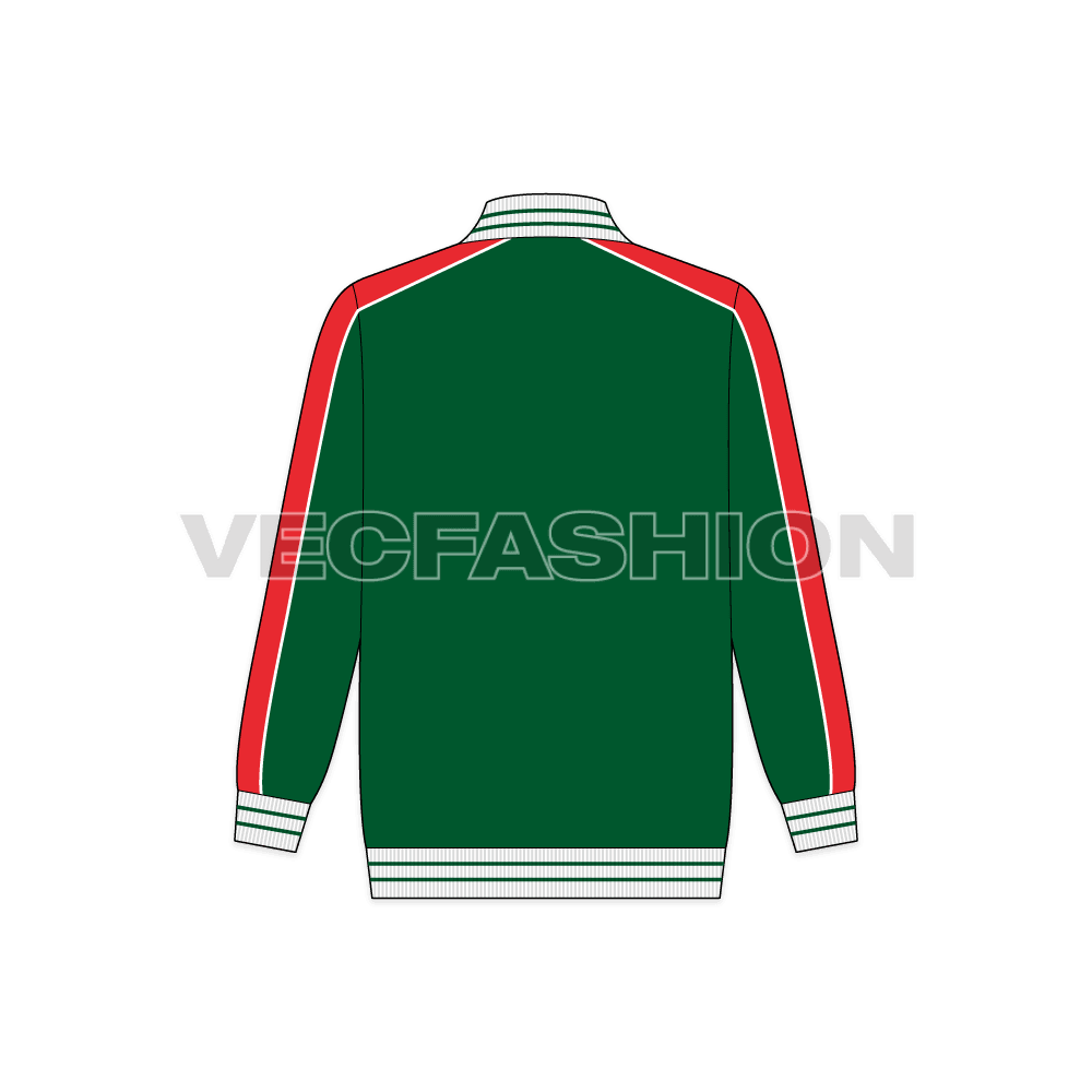 Teen boy sport jacket flat sketch, back view