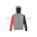Teen boys color blocked hoodie flat sketch, front view