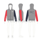 Teen boys color blocked hoodie flat sketch, croqui sketch
