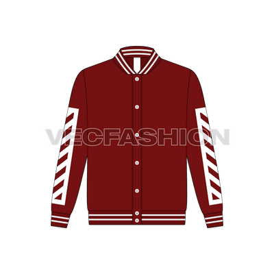 Teen boys streetwear jacket flat sketch, front view