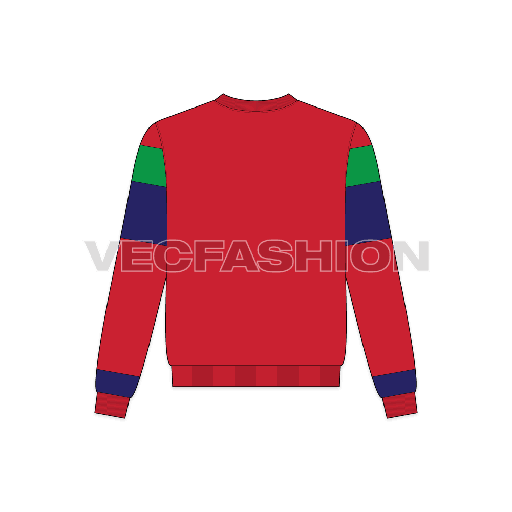 Teen boys sweatshirt flat sketch, back view