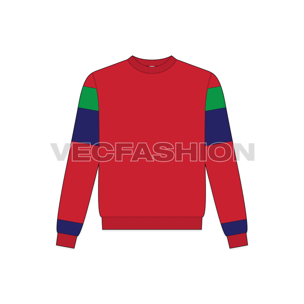 Teen boys sweatshirt flat sketch, front view