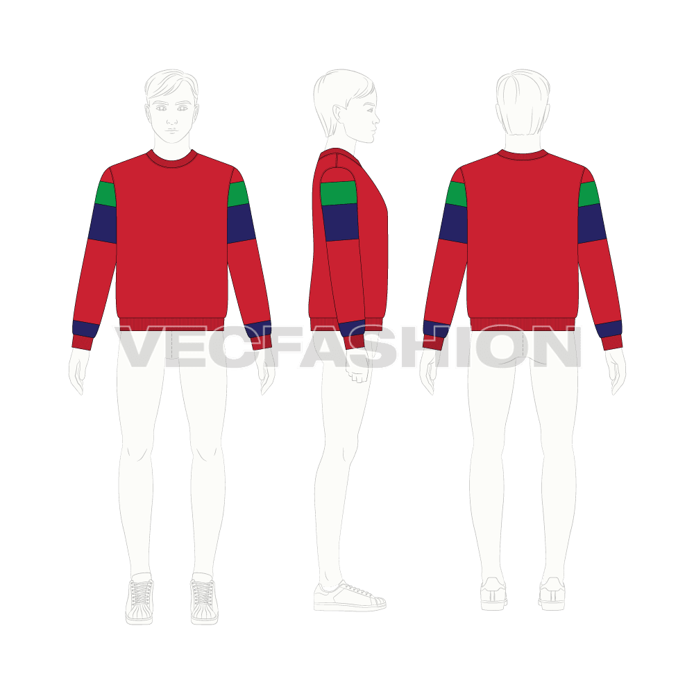 Teen boys sweatshirt flat sketch, croqui sketch