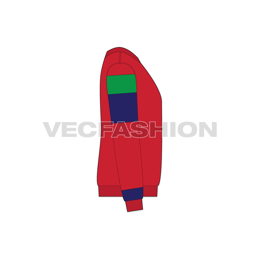 Teen boys sweatshirt flat sketch, side view