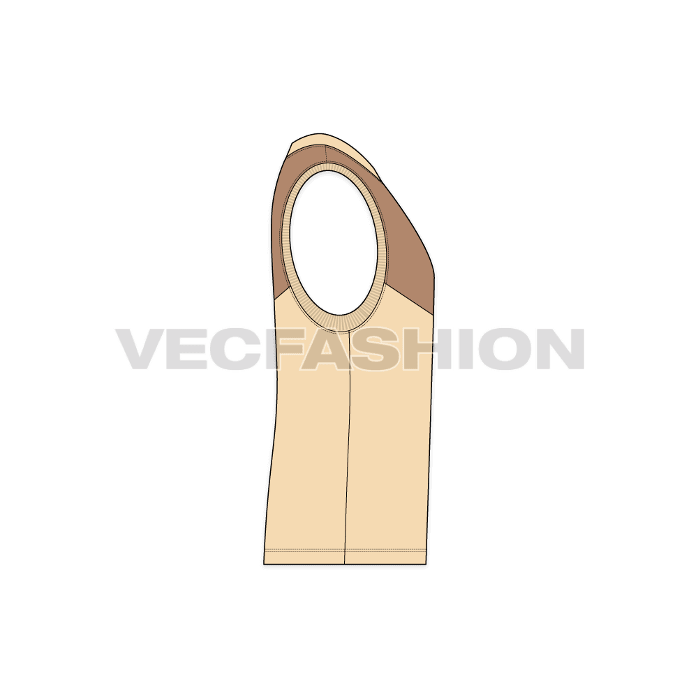 Teen boys tank top flat sketch, side view