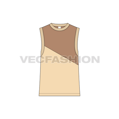 Teen boys tank top flat sketch, front view