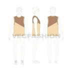 Teen boys tank top flat sketch, croqui sketch
