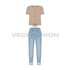Teen girls clothing set flat sketch, front view