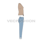 Teen girls clothing set flat sketch, side view