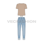 Teen girls clothing set flat sketch, back view