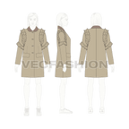 Teen girls coat flat sketch, croqui sketch