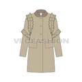 Teen girls coat flat sketch, front view