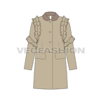Teen girls coat flat sketch, front view
