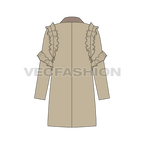 Teen girls coat flat sketch, back view