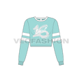 Teen girls cropped sweatshirt flat sketch, front view