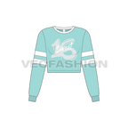 Teen girls cropped sweatshirt flat sketch, front view