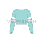 Teen girls cropped sweatshirt flat sketch, back view