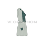 Teen girls fashion dress flat sketch, side view