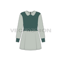 Teen girls fashion dress flat sketch, front view