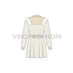 Teen girls frock dress, bow detail flat sketch, back view