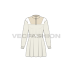 Teen girls frock dress, bow detail flat sketch, front view