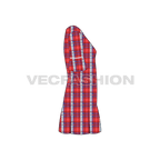 Teen girls scottish tartan frock flat sketch, side view