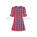 Teen girls scottish tartan frock flat sketch, front view