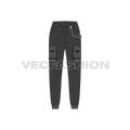 Teen girls streetwear pants flat sketch, front view