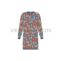 Teen girls sweatshirt dress flat sketch, front view